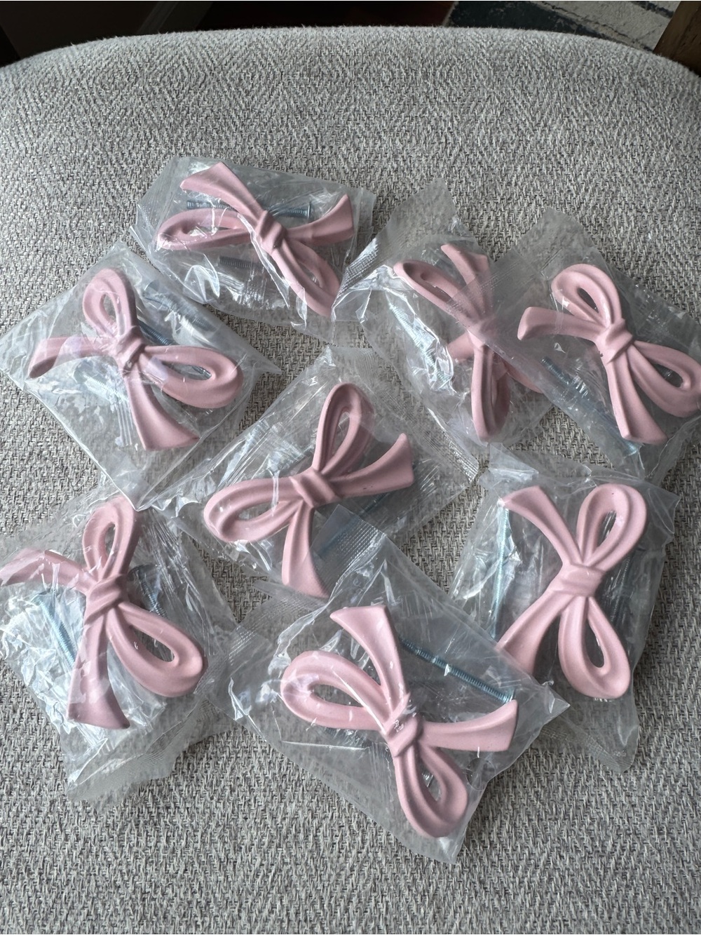 Bow-Shaped Drawer Pulls - Pink Decorative Cabinet Knobs - Picture 3 of 4